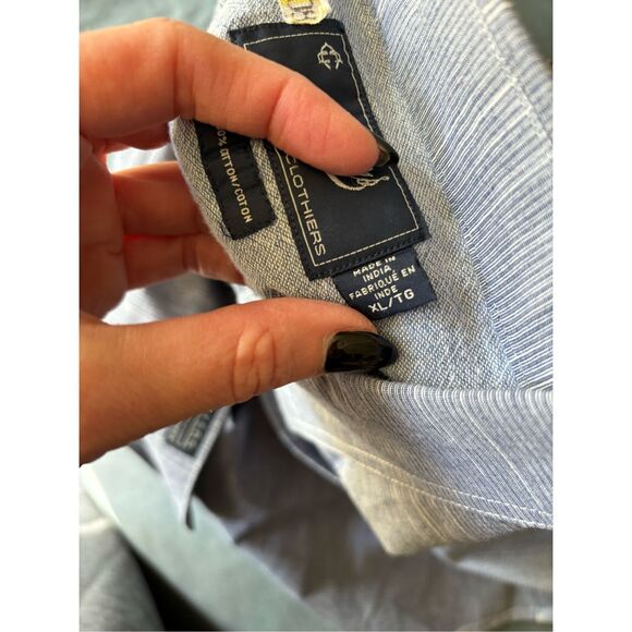 Grayers Men's Blue Gray Cotton Striped Long Sleeves Button Up Shirt Size XL - Picture 9 of 9